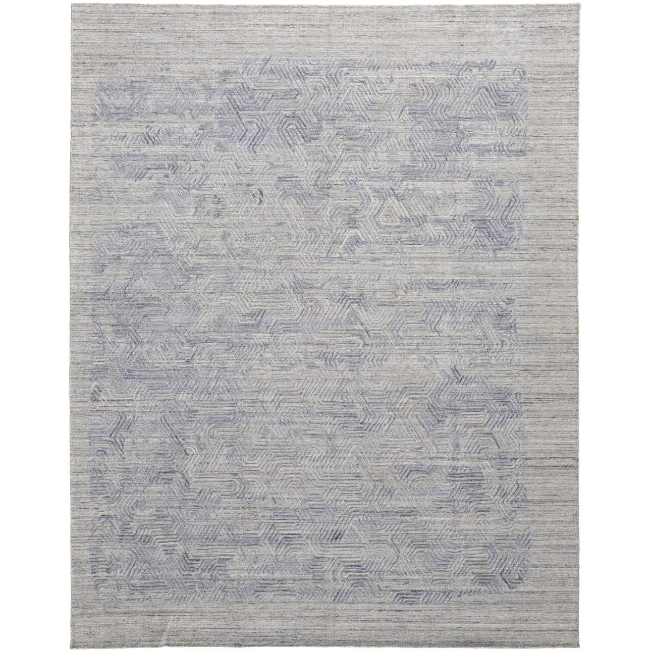 4 X 6 gray And Blue Abstract Hand Woven Distressed Area Rug