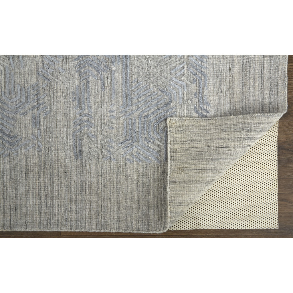 4 X 6 gray And Blue Abstract Hand Woven Distressed Area Rug