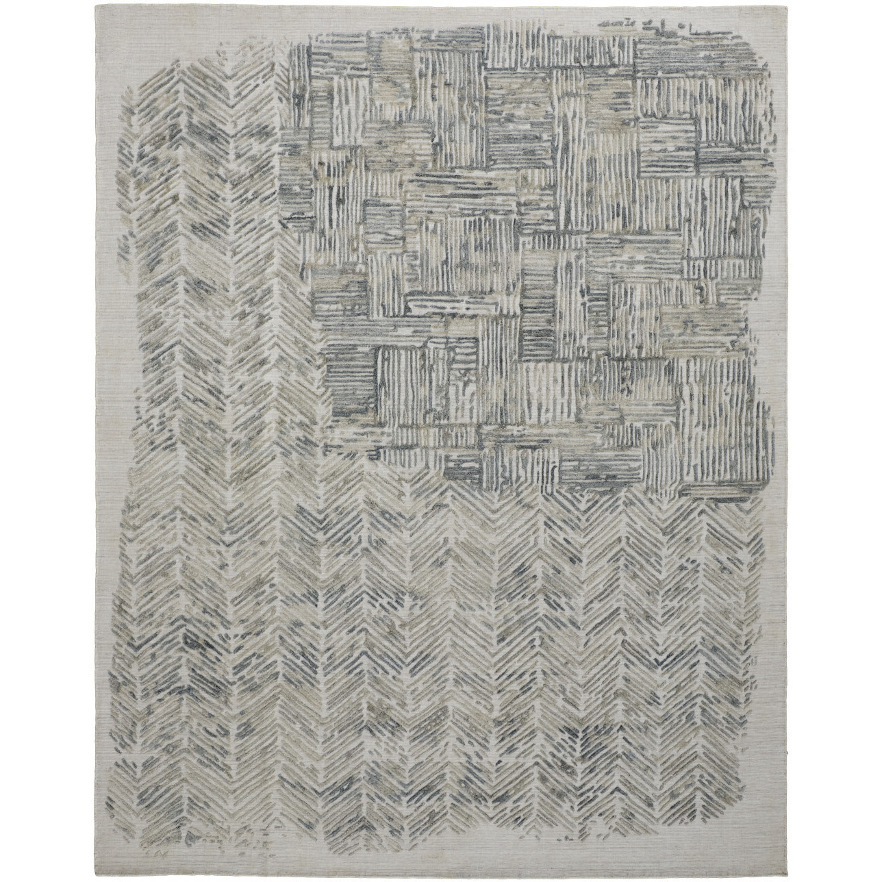 2 X 3 green Blue And Ivory Abstract Hand Woven Area Rug