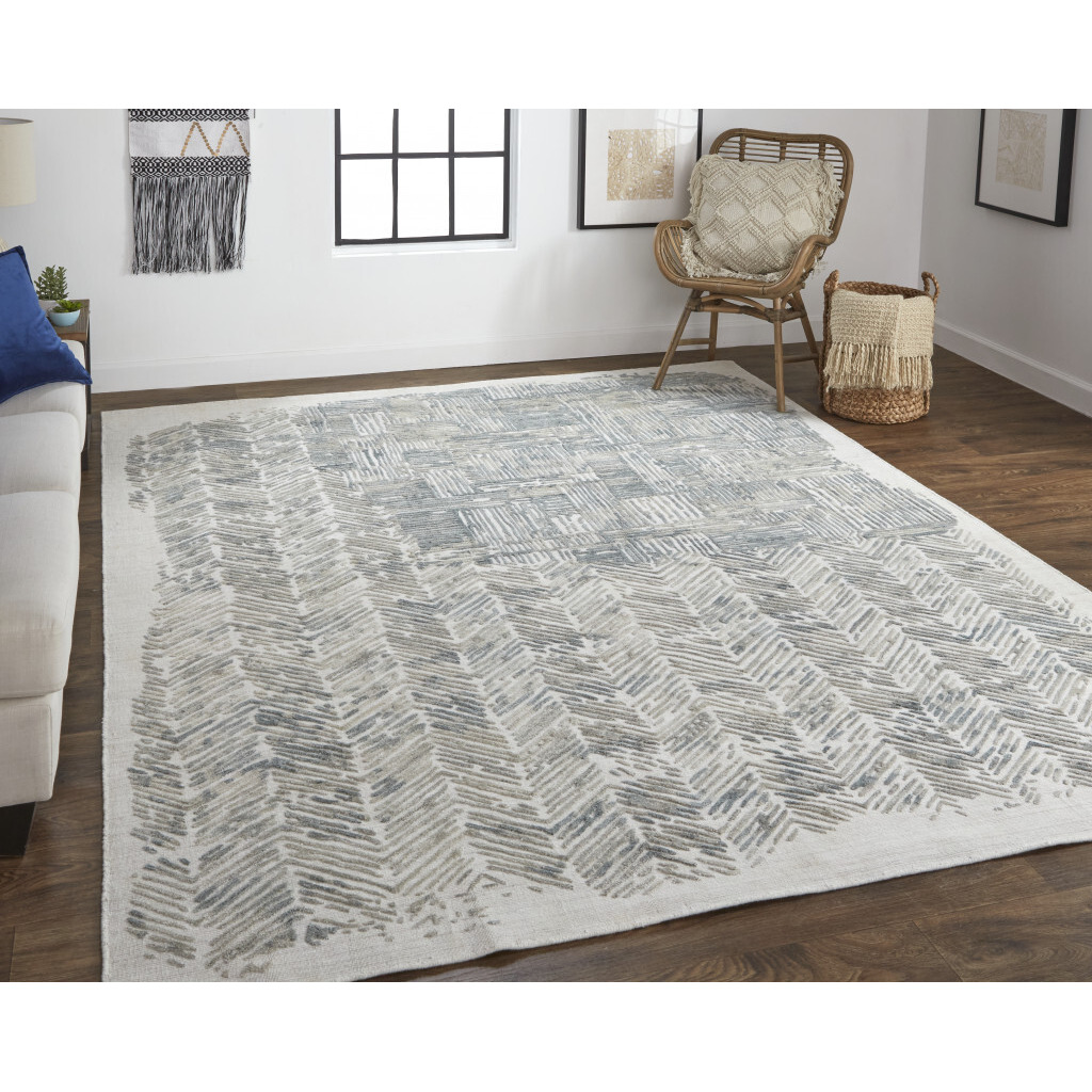 2 X 3 green Blue And Ivory Abstract Hand Woven Area Rug