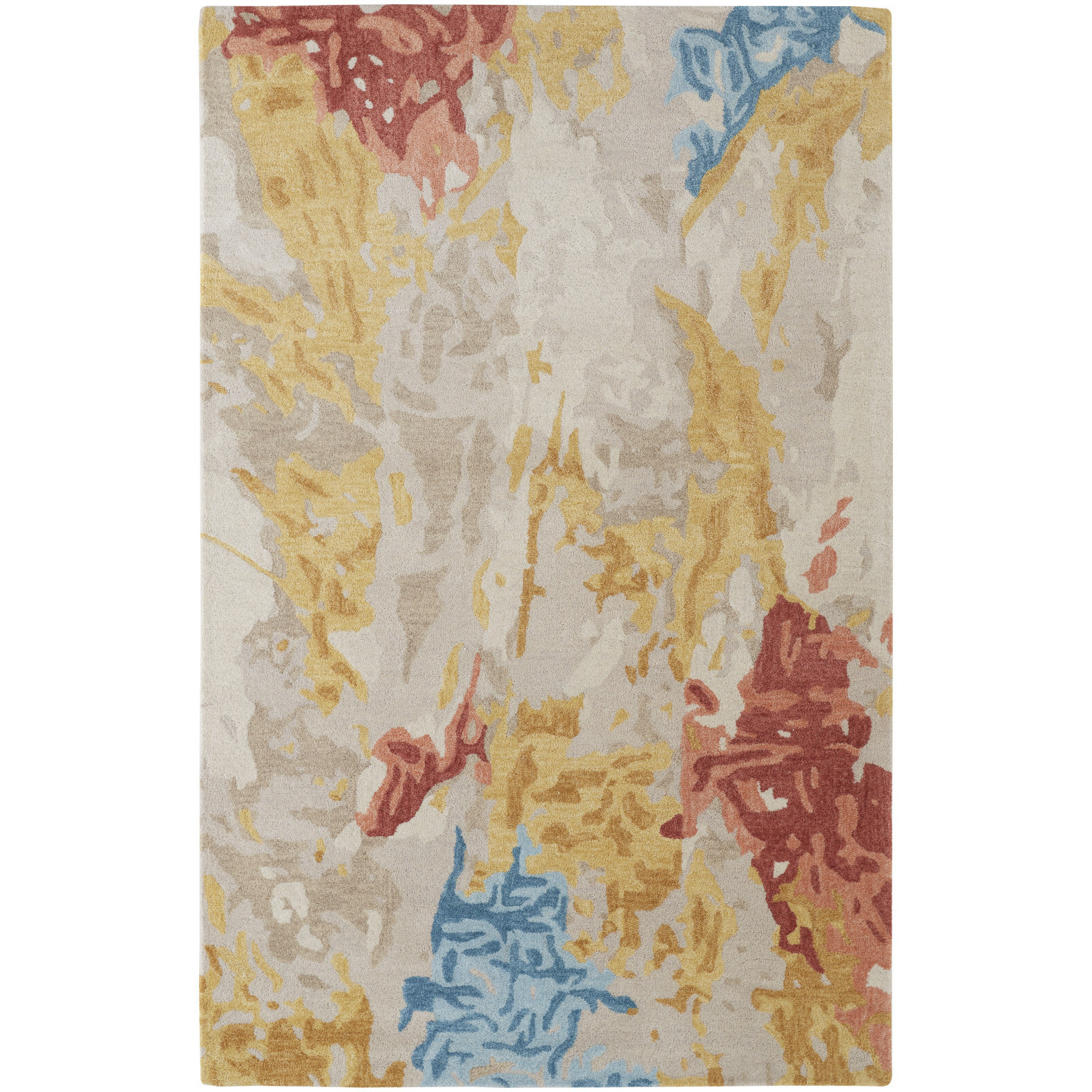 2 X 3 Ivory Yellow And Blue Wool Abstract Tufted Handmade Stain Resistant Area Rug