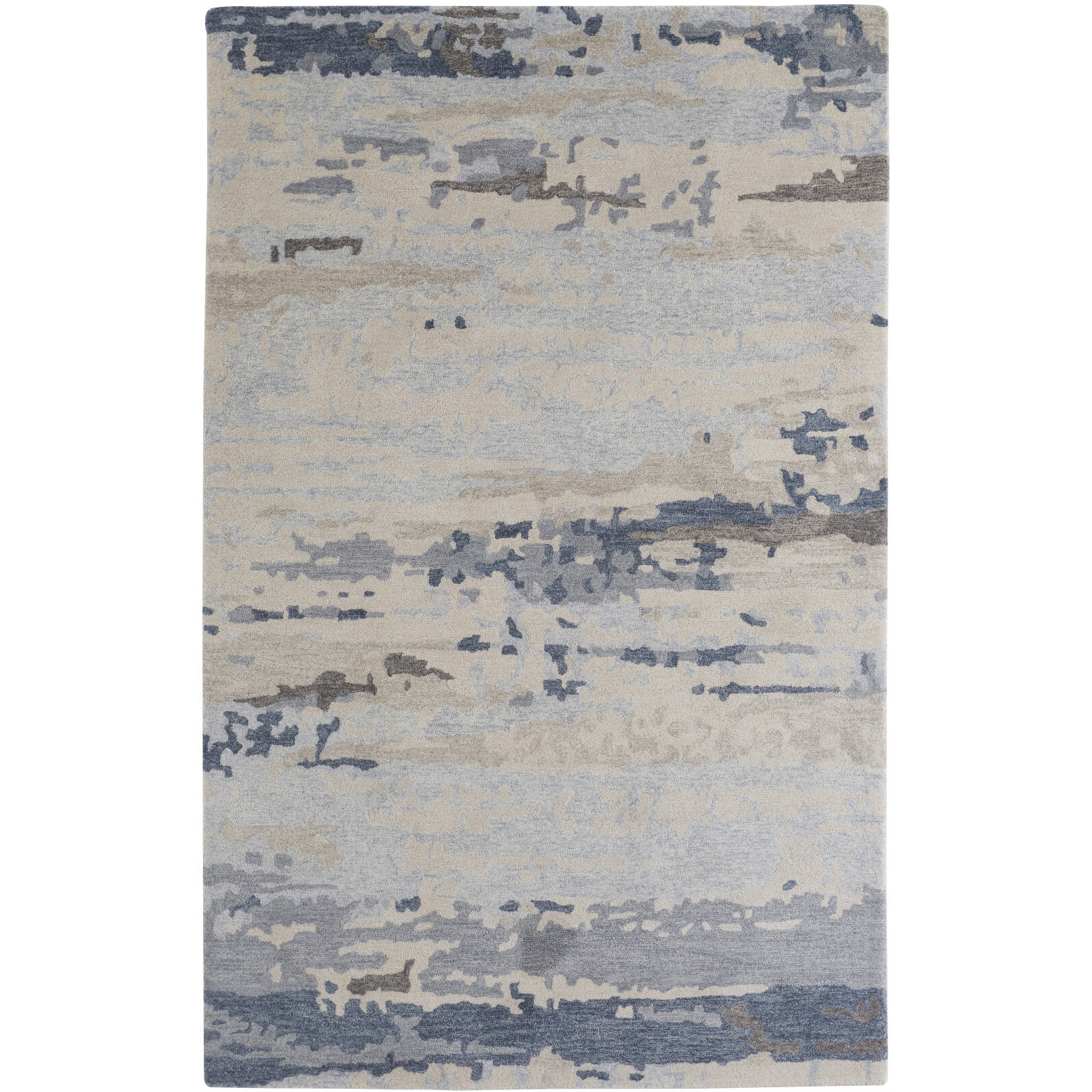 9 X 12 Blue gray And Ivory Wool Abstract Tufted Handmade Stain Resistant Area Rug