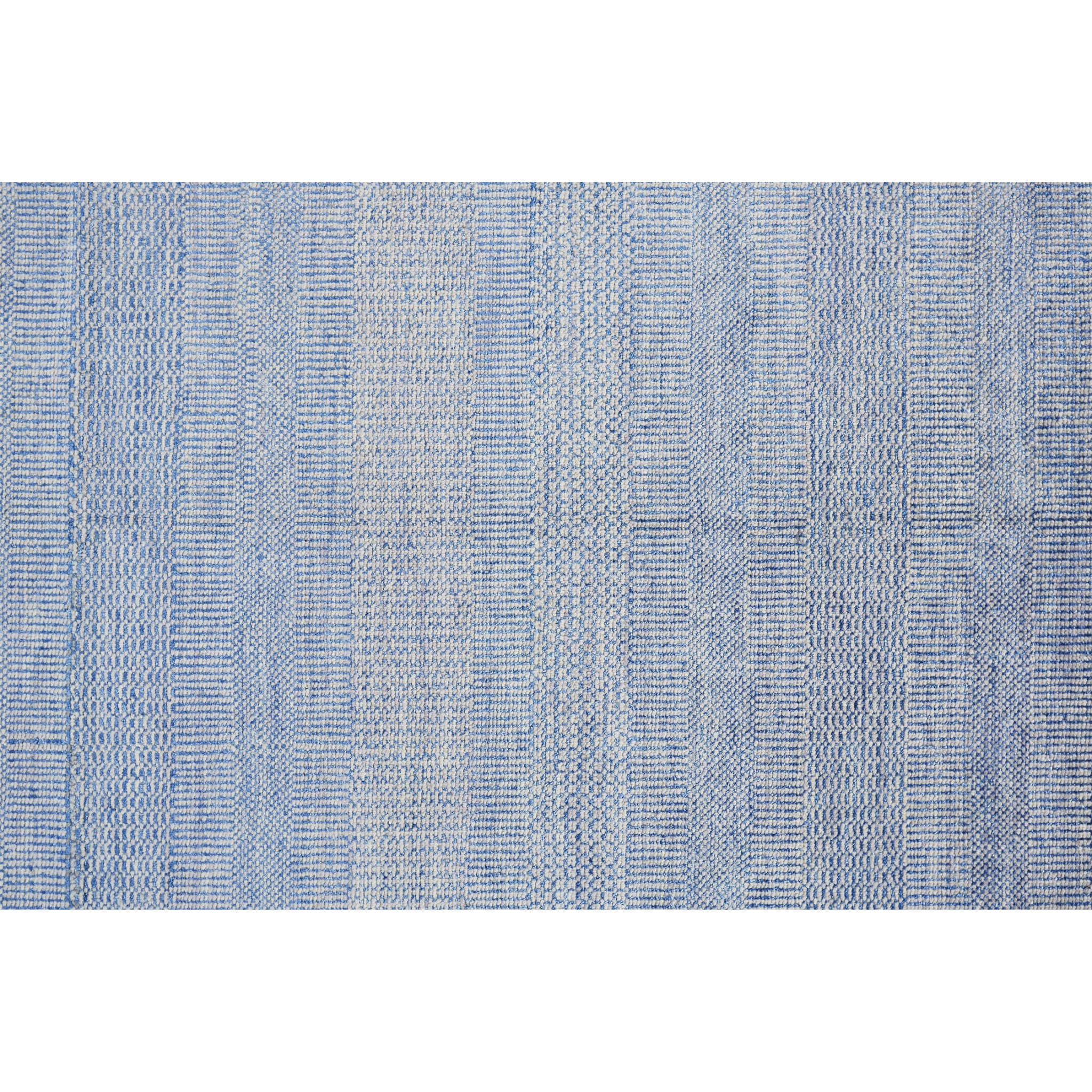 2 X 3 Blue And Silver Wool Striped Hand Knotted Area Rug