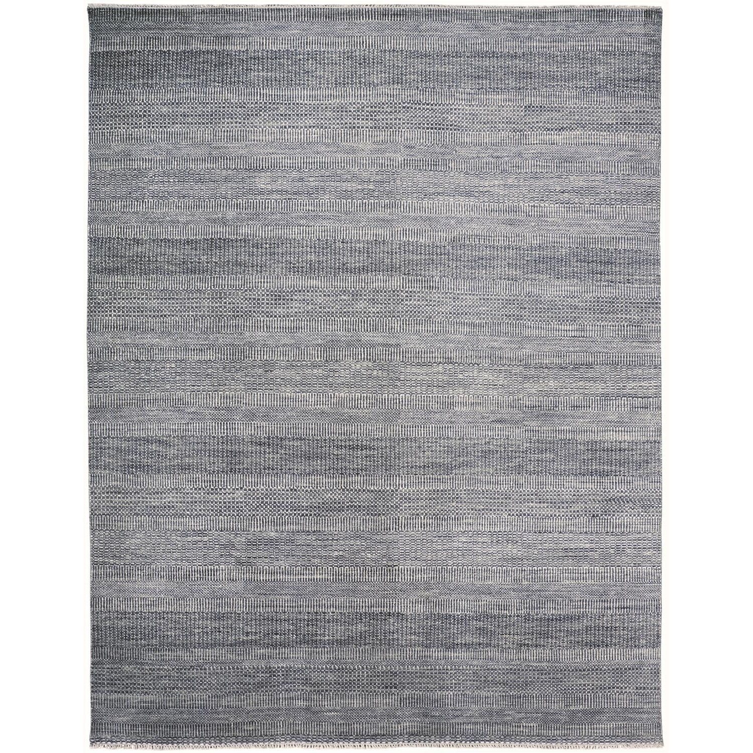 5 X 8 Silver Wool Striped Hand Knotted Area Rug