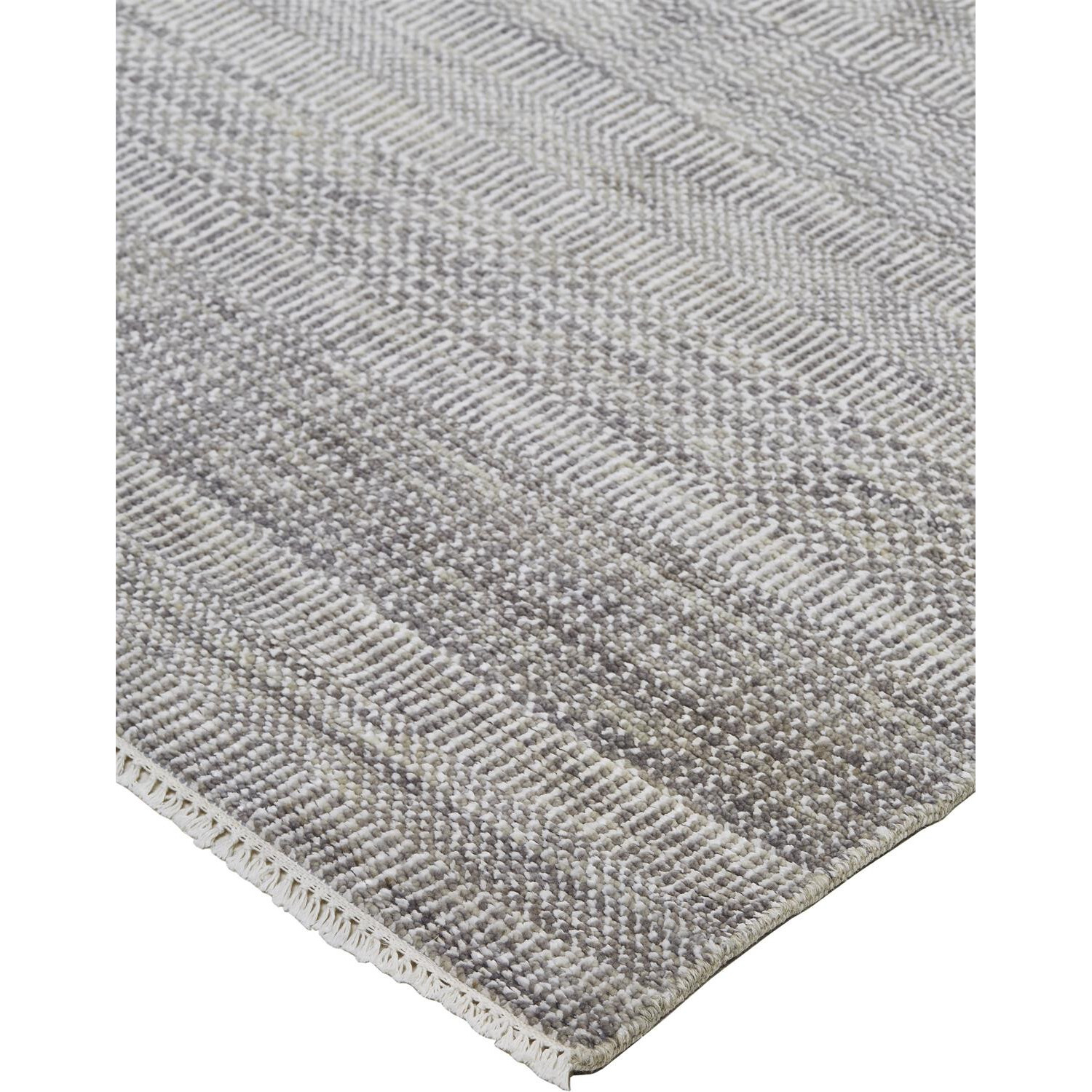 5 X 8 Silver Wool Striped Hand Knotted Area Rug