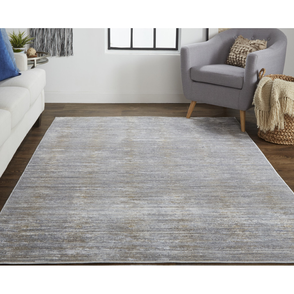 4 X 6 Taupe Silver And Tan Abstract Power Loom Area Rug