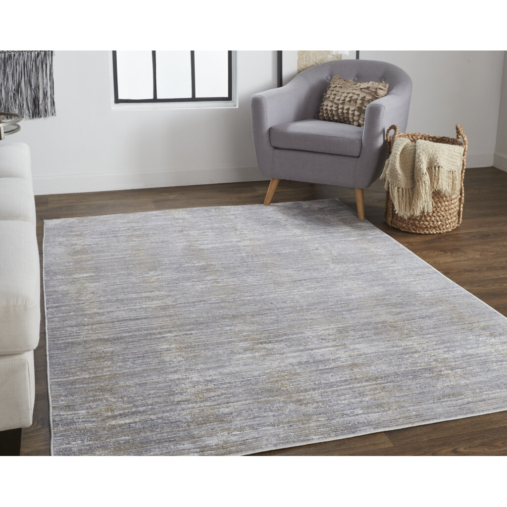 4 X 6 Taupe Silver And Tan Abstract Power Loom Area Rug