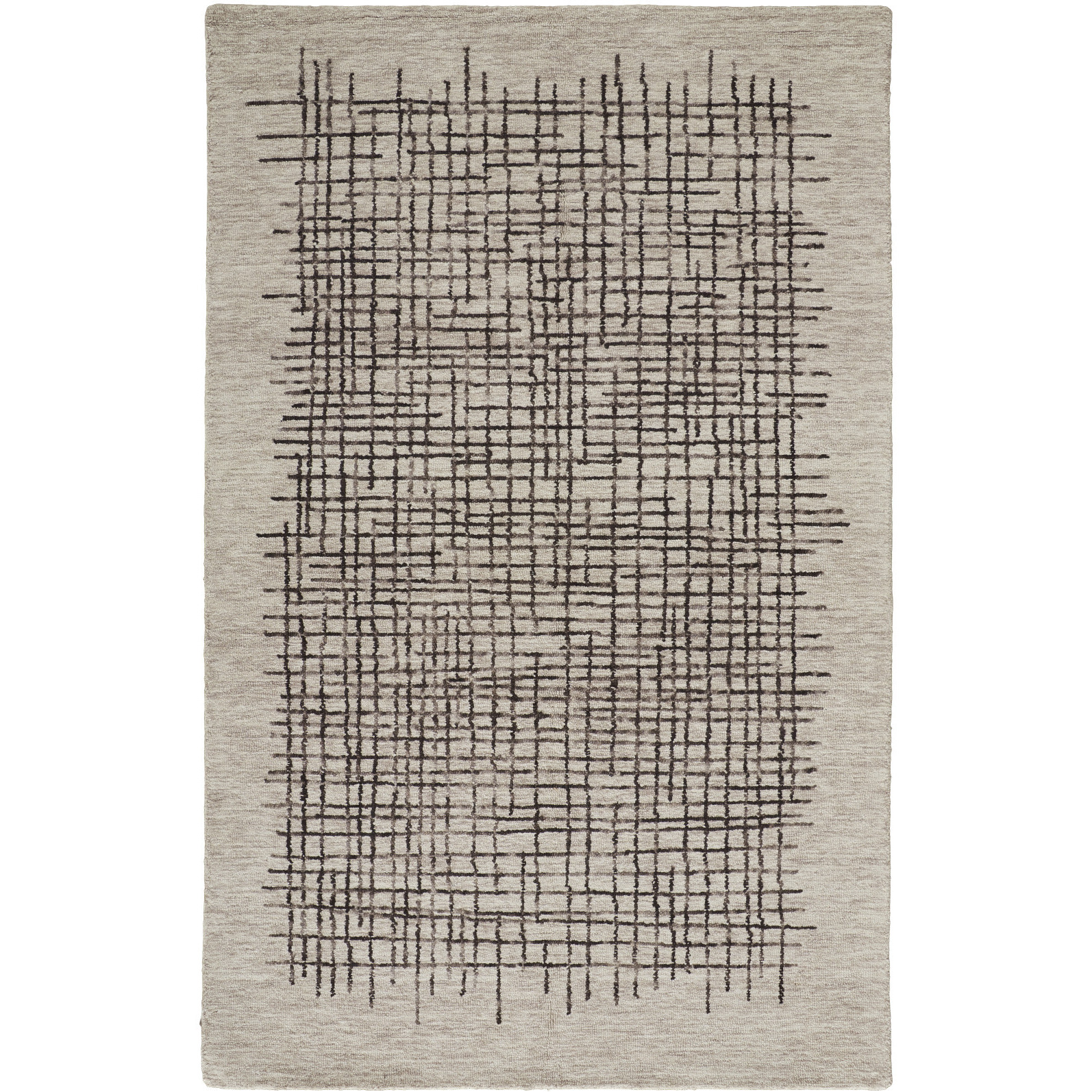 2 X 3 Tan And Brown Wool Plaid Tufted Handmade Stain Resistant Area Rug