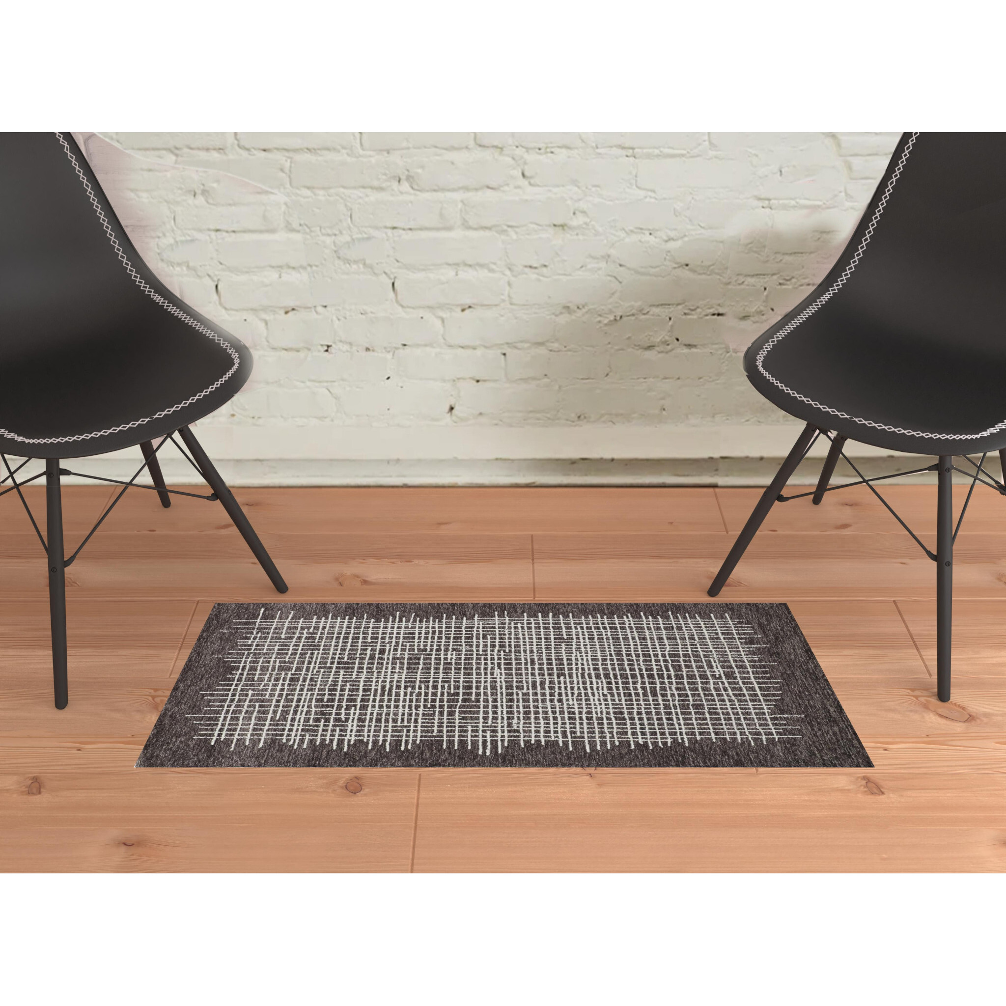 2 X 3 Brown And Ivory Wool Plaid Tufted Handmade Stain Resistant Area Rug