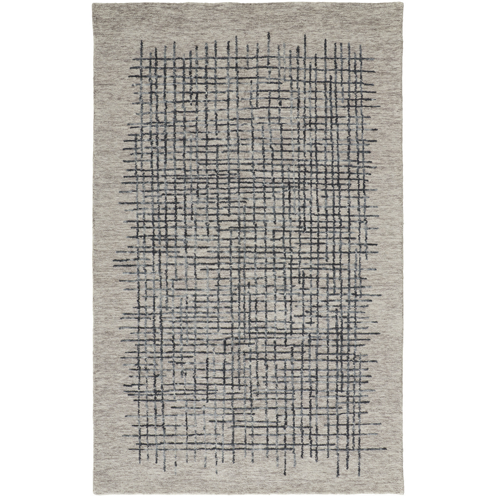 10 X 14 gray Black And Tan Wool Plaid Tufted Handmade Stain Resistant Area Rug