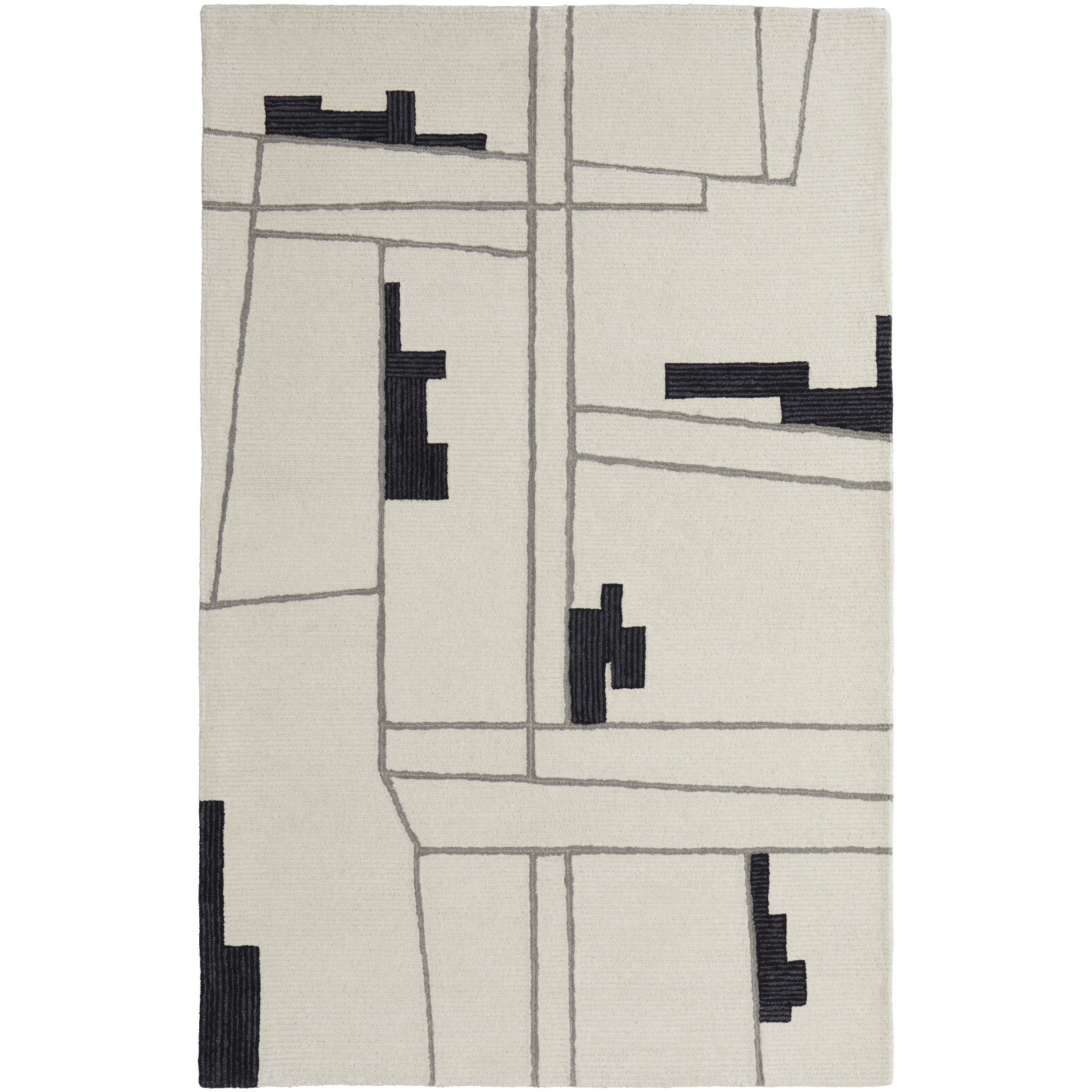 8 X 10 Ivory gray And Taupe Wool Abstract Tufted Handmade Area Rug