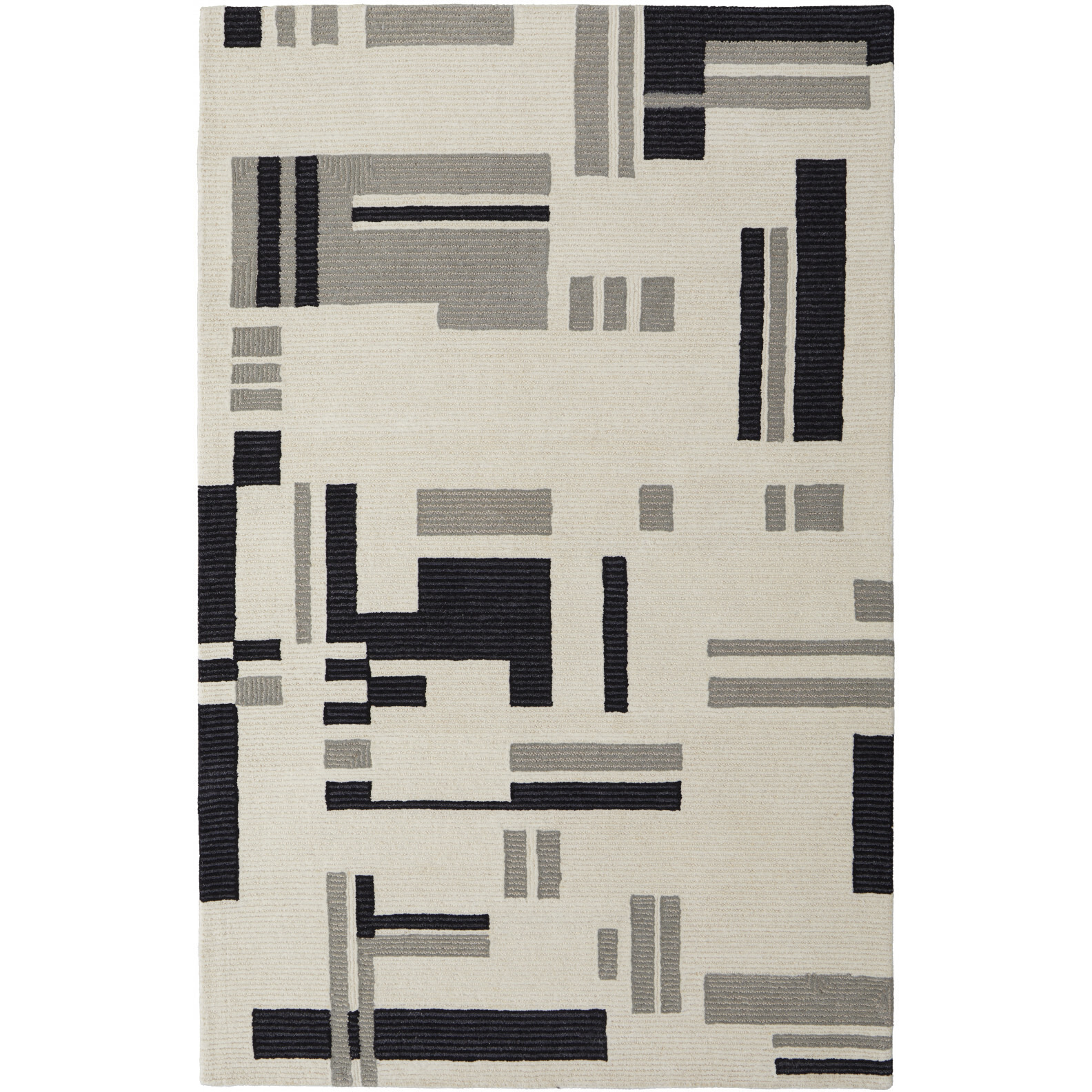 8 X 10 Ivory And Taupe Wool Abstract Tufted Handmade Area Rug