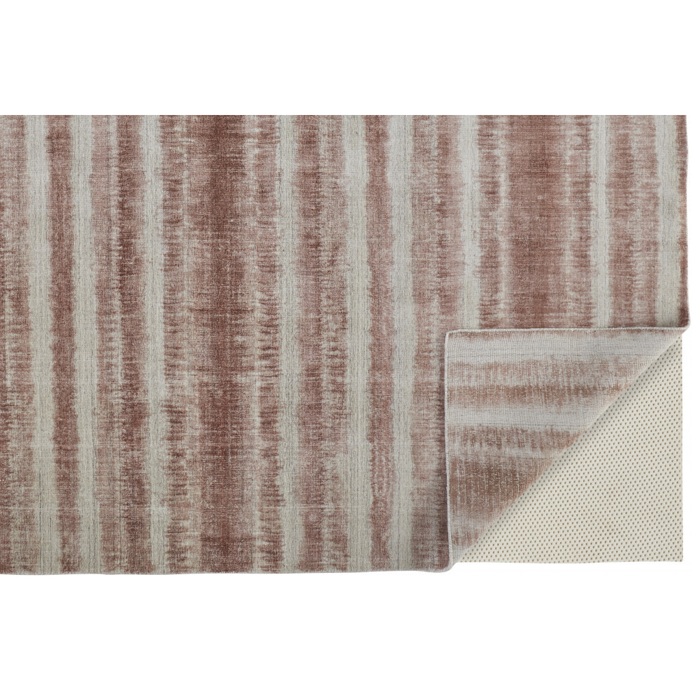 4 X 6 Tan Ivory And Pink Abstract Hand Woven Area Rug