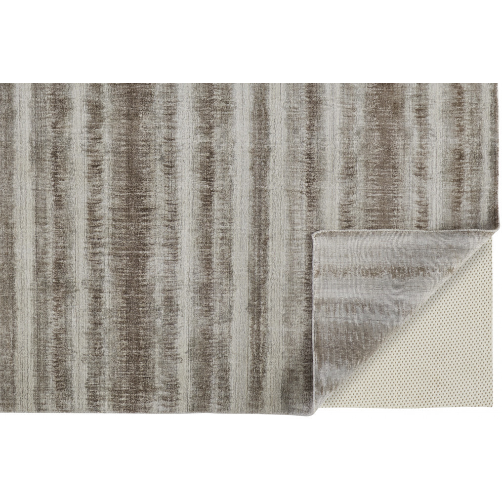 5 X 8 Tan Ivory And Brown Abstract Hand Woven Area Rug