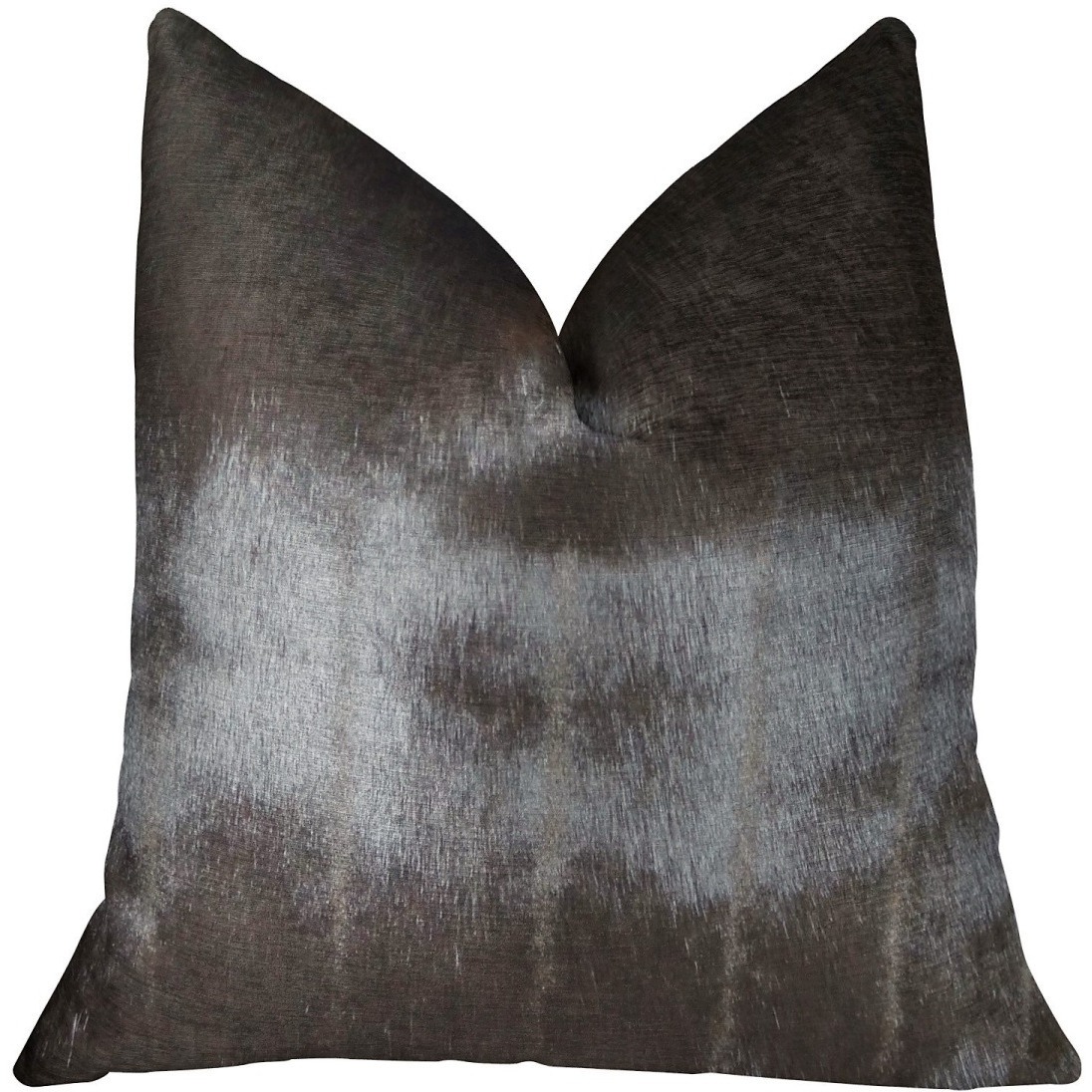 Plutus Tip Dyed Brown-Mink Handmade Throw Pillow, (Double sided  24" x 24")
