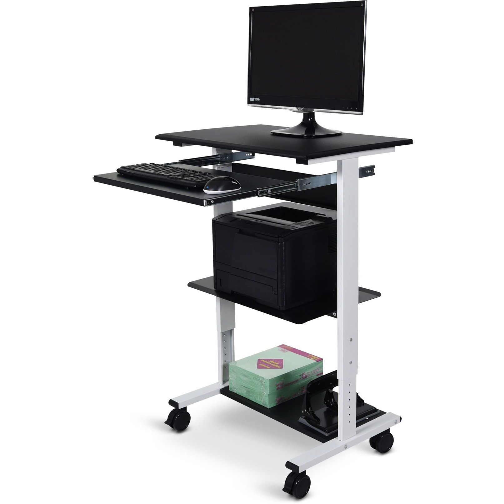 Luxor STAND-WS30 Mobile 3 Shelf Adjustable Stand Up Workstation