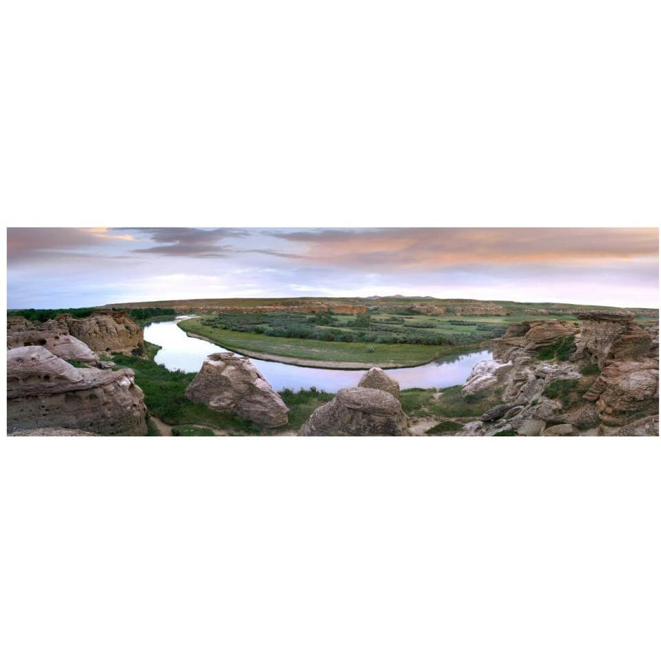 A bend in the Milk River, Writing-on-stone Provincial Park, Alberta, Canada-Paper Art-38&quotx14"