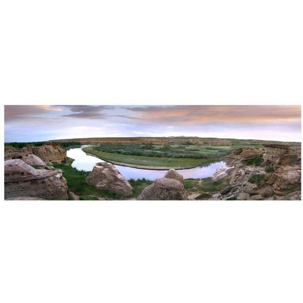 A bend in the Milk River, Writing-on-stone Provincial Park, Alberta, Canada-Paper Art-74&quotx26"