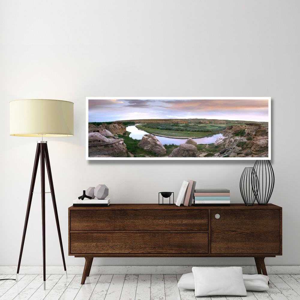 A bend in the Milk River, Writing-on-stone Provincial Park, Alberta, Canada-Paper Art-74&quotx26"