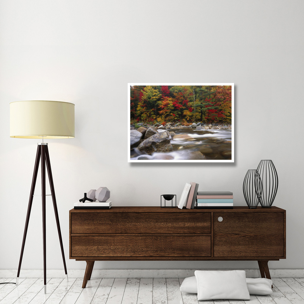 Wild river in eastern hardwood forest, White Mountains National Forest, Maine-Paper Art-42&quotx32"