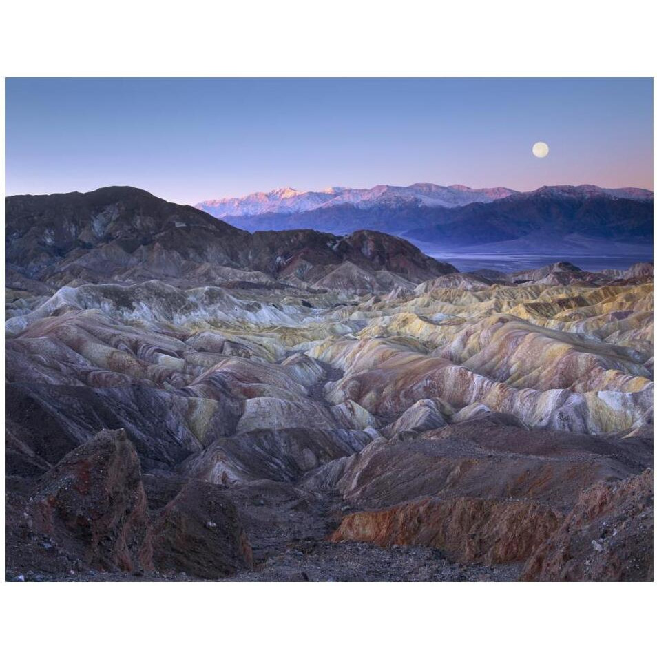 Full moon rising over Zabriskie Point, Death Valley National Park, California-Paper Art-18&quotx14"