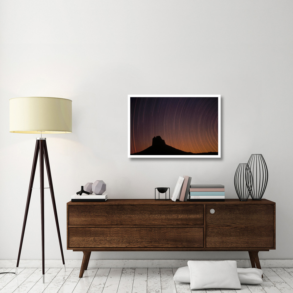 Startrails over Shiprock in the four corners region of the Southwest, New Mexico-Paper Art-38&quotx26"