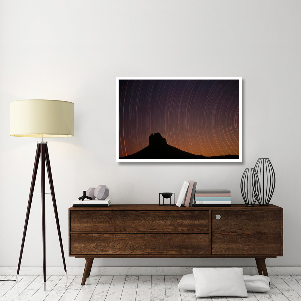 Startrails over Shiprock in the four corners region of the Southwest, New Mexico-Paper Art-50&quotx34"