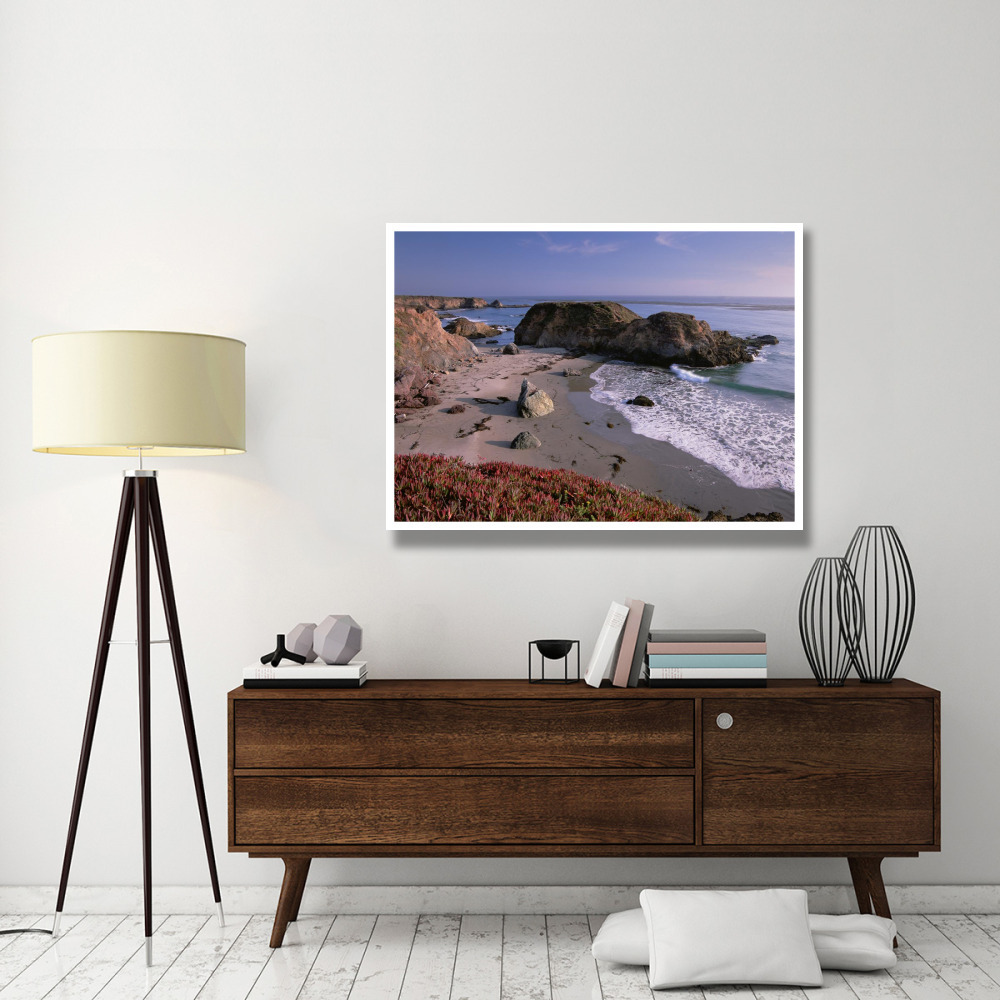 Beach near San Simeon Creek with ice plant in the foreground, Big Sur, California-Paper Art-50&quotx38"
