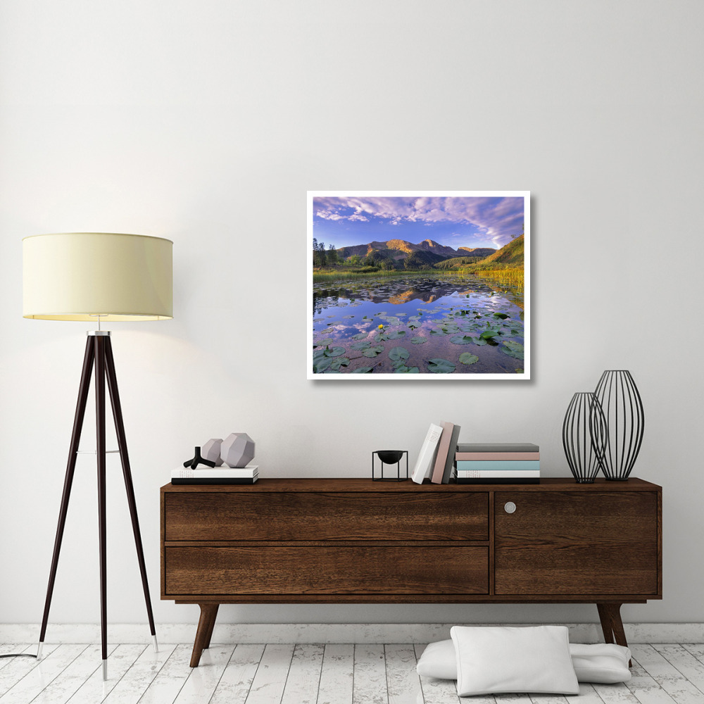 Lily Pads and reflection of Snowdon Peak in pond, west Needle Mountains, Colorado-Paper Art-38&quotx32.24"