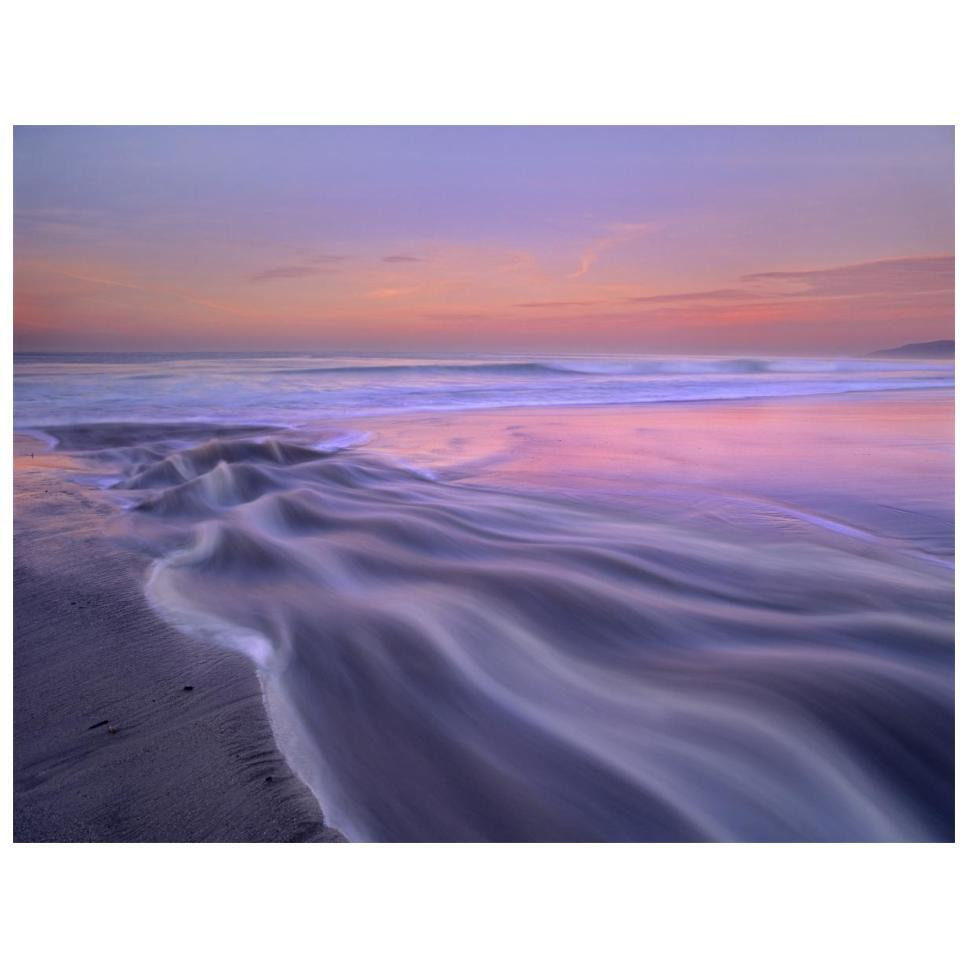 Fresh water stream flowing into the Pacific Ocean, Zuma Beach, Malibu, California-Paper Art-18&quotx14"