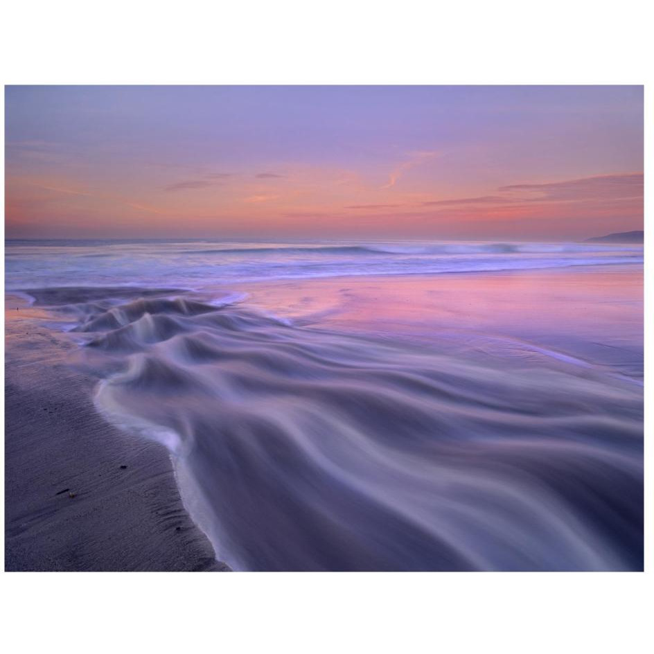 Fresh water stream flowing into the Pacific Ocean, Zuma Beach, Malibu, California-Paper Art-26&quotx20"