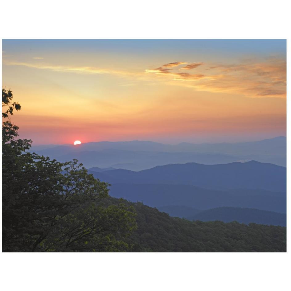Sunset over the Pisgah National Forest from the Blue Ridge Parkway, North Carolina-Paper Art-26&quotx20"