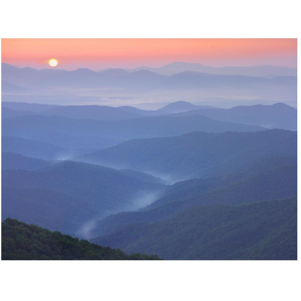 Sunset over the Pisgah National Forest from the Blue Ridge Parkway, North Carolina-Paper Art-50&quotx38"