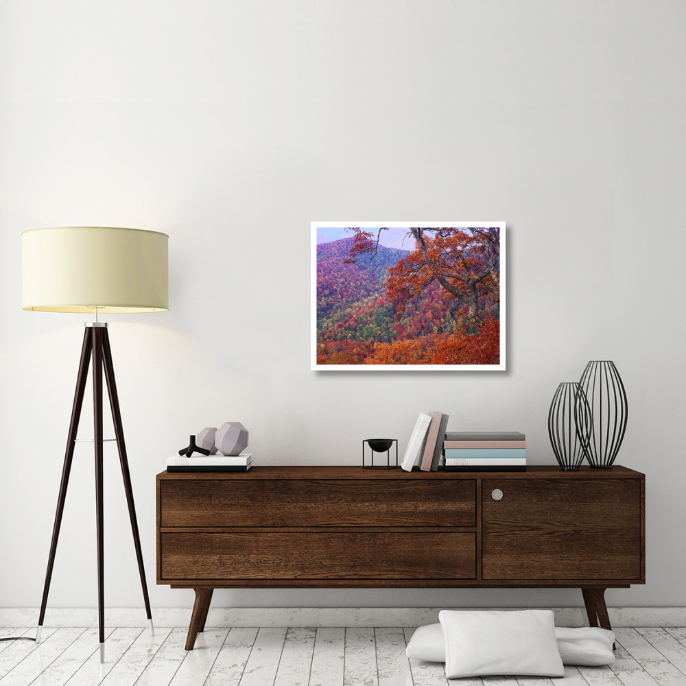 Blue Ridge Range with autumn deciduous forest, near Buck Creek Gap, North Carolina-Paper Art-34&quotx26"