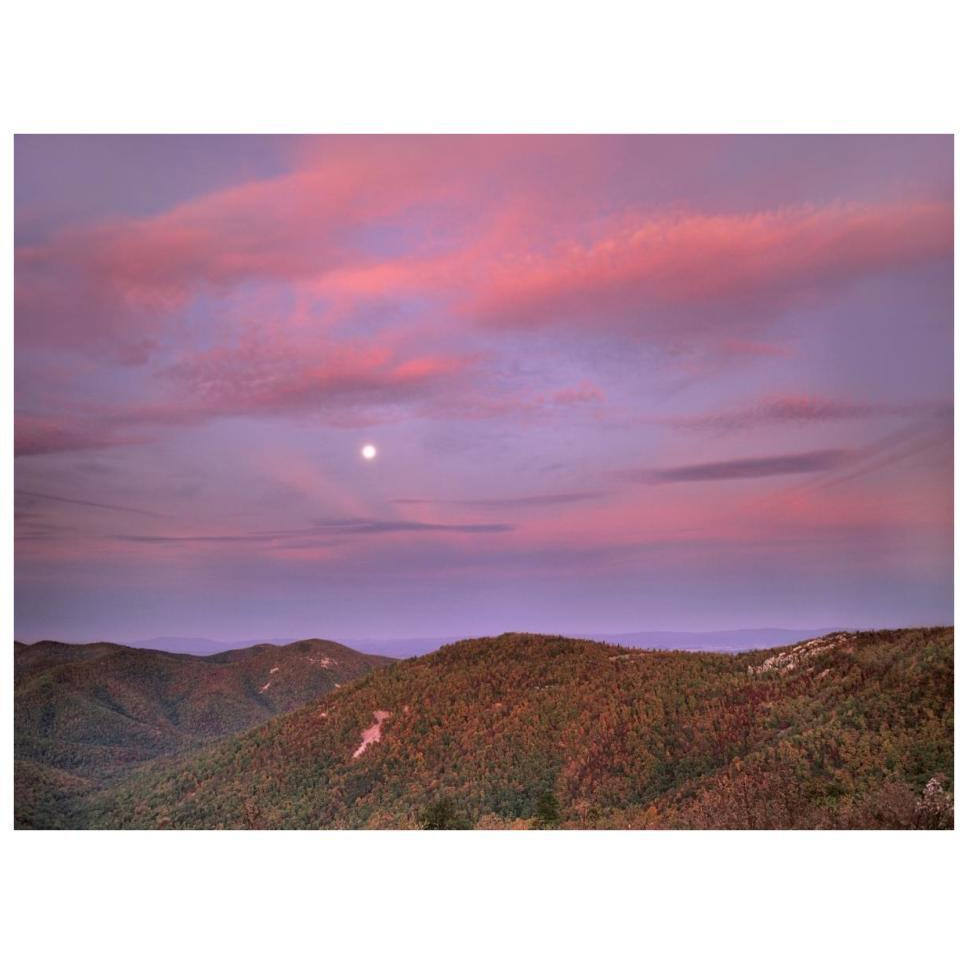 Moon over Blue Ridge Range and Lost Cove Cliffs, Blue Ridge Parkway, North Carolina-Paper Art-34&quotx26"