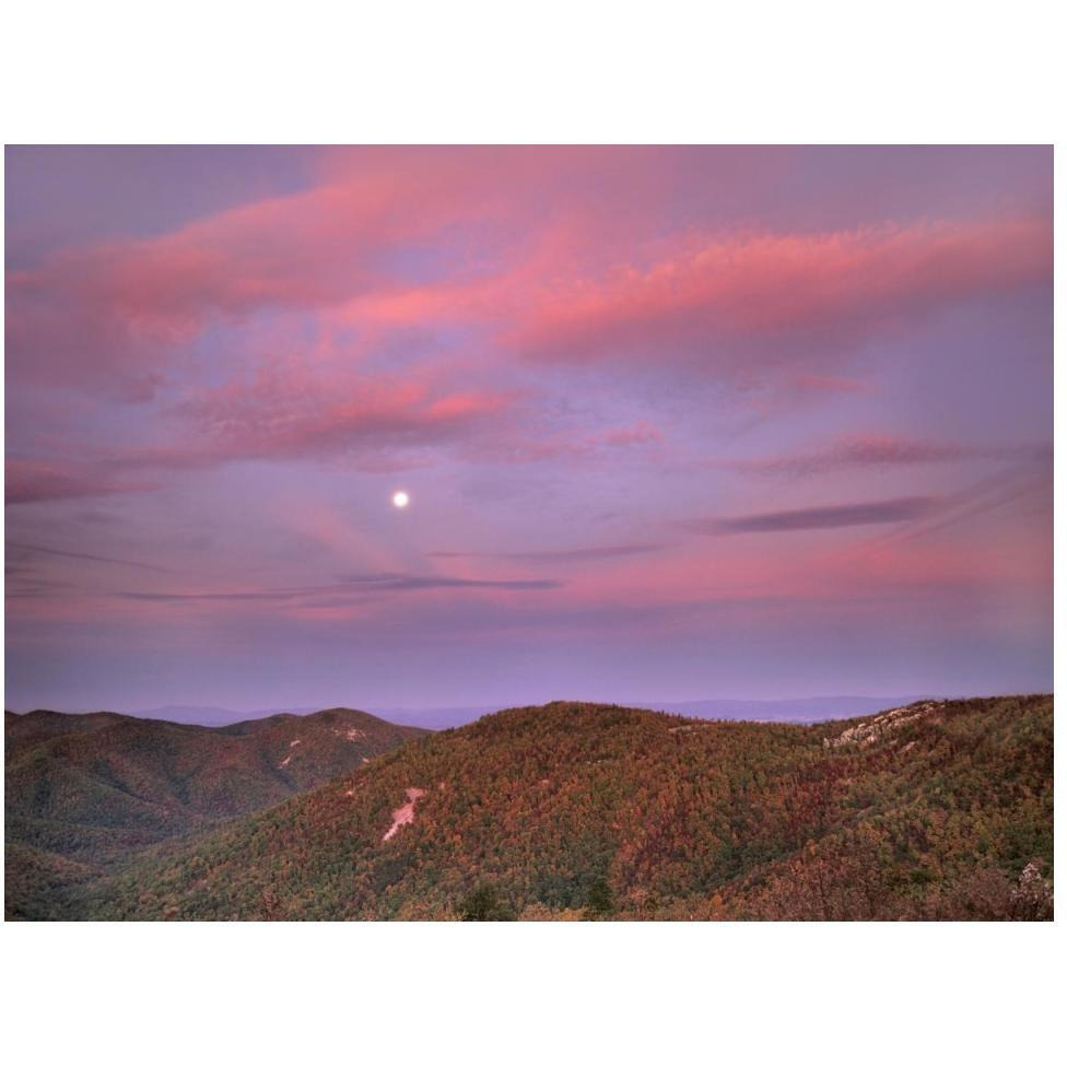 Moon over Blue Ridge Range and Lost Cove Cliffs, Blue Ridge Parkway, North Carolina-Paper Art-50&quotx38"