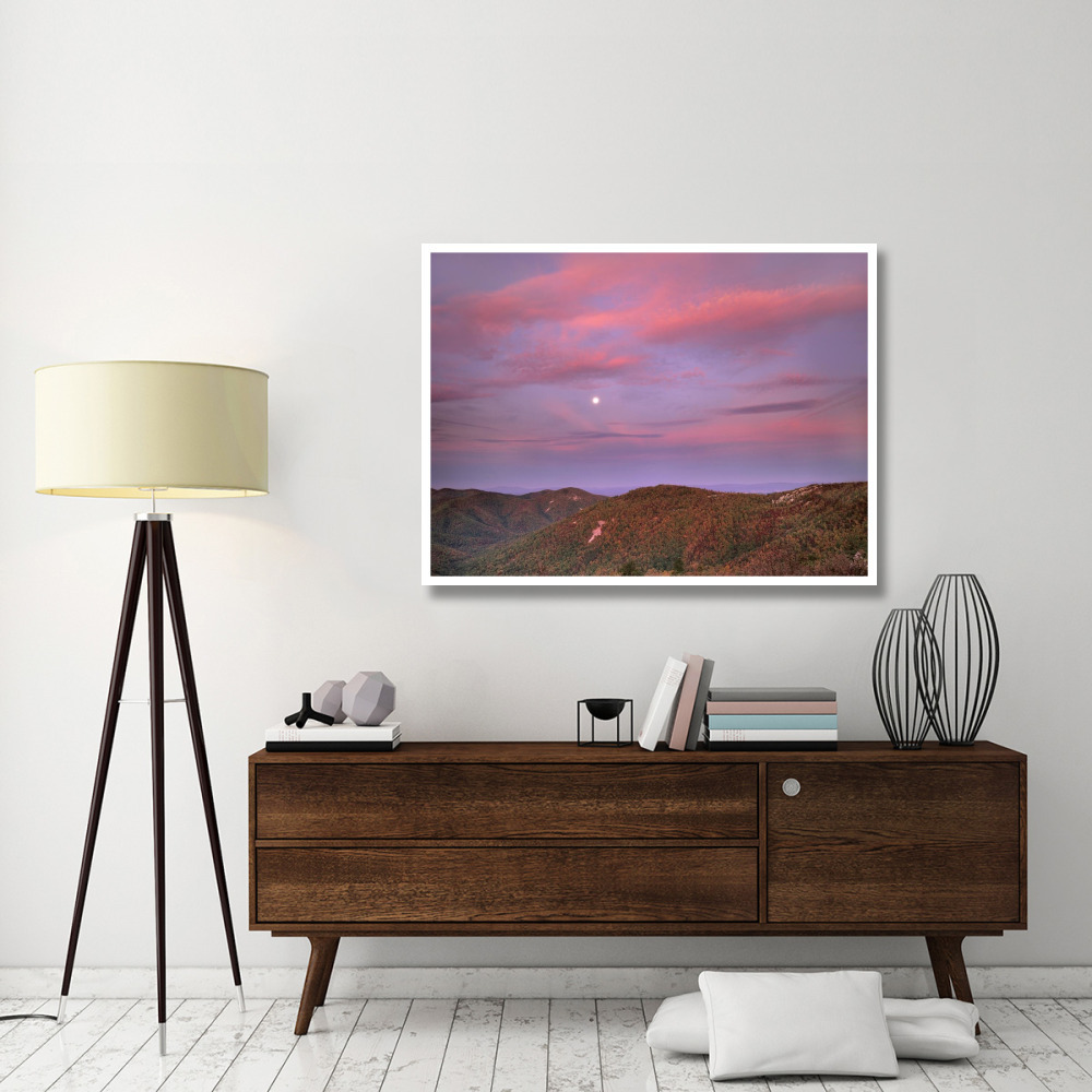 Moon over Blue Ridge Range and Lost Cove Cliffs, Blue Ridge Parkway, North Carolina-Paper Art-50&quotx38"