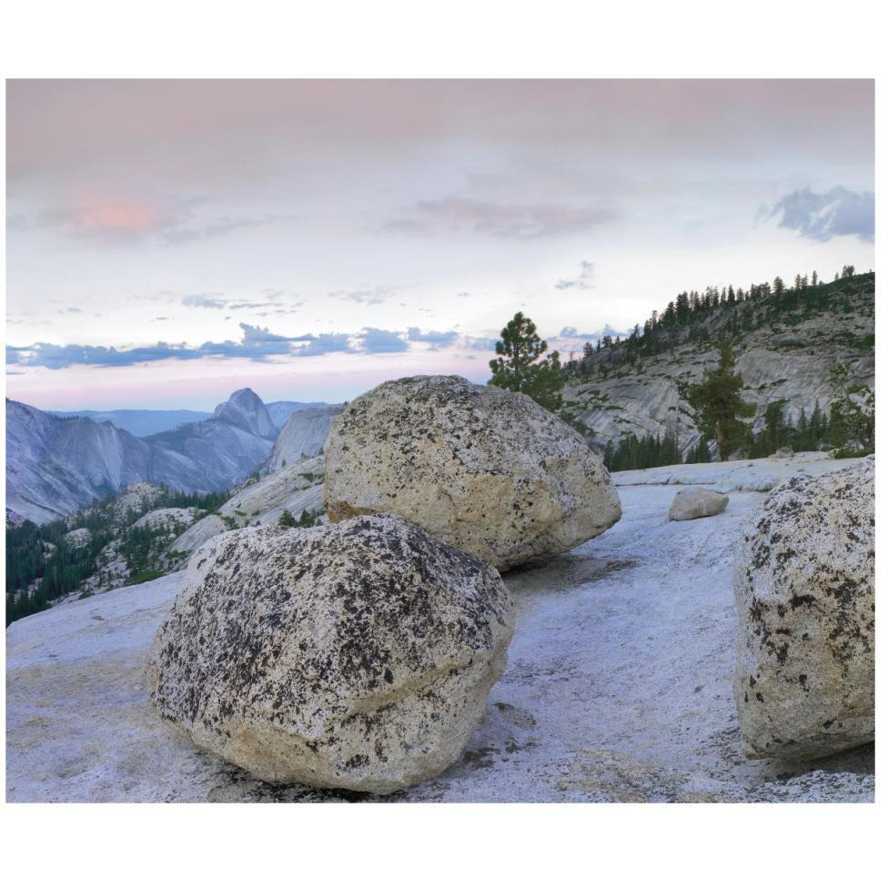 Granite boulders and Half Dome at Olmsted Point, Yosemite National Park, California-Paper Art-46&quotx38.52"