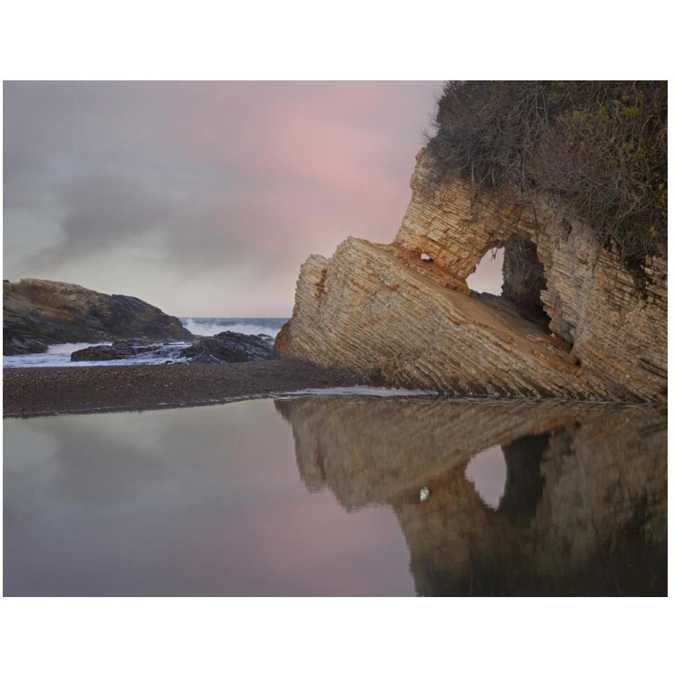 Cave reflected in pool at dusk, Spooners Cove, Montano de Oro State Park, California-Paper Art-50&quotx38"