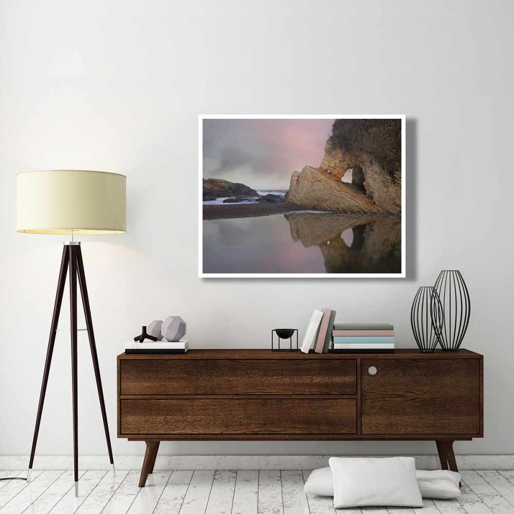 Cave reflected in pool at dusk, Spooners Cove, Montano de Oro State Park, California-Paper Art-50&quotx38"