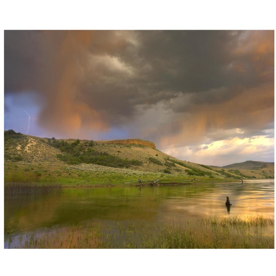 Thunderstorm with lightning strike over Curecanti National Recreational Area, Colorado-Paper Art-22&quotx18"