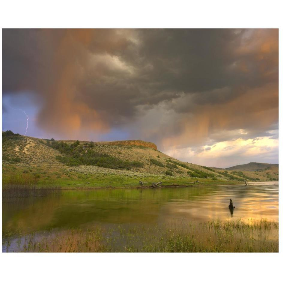 Thunderstorm with lightning strike over Curecanti National Recreational Area, Colorado-Paper Art-26&quotx22"