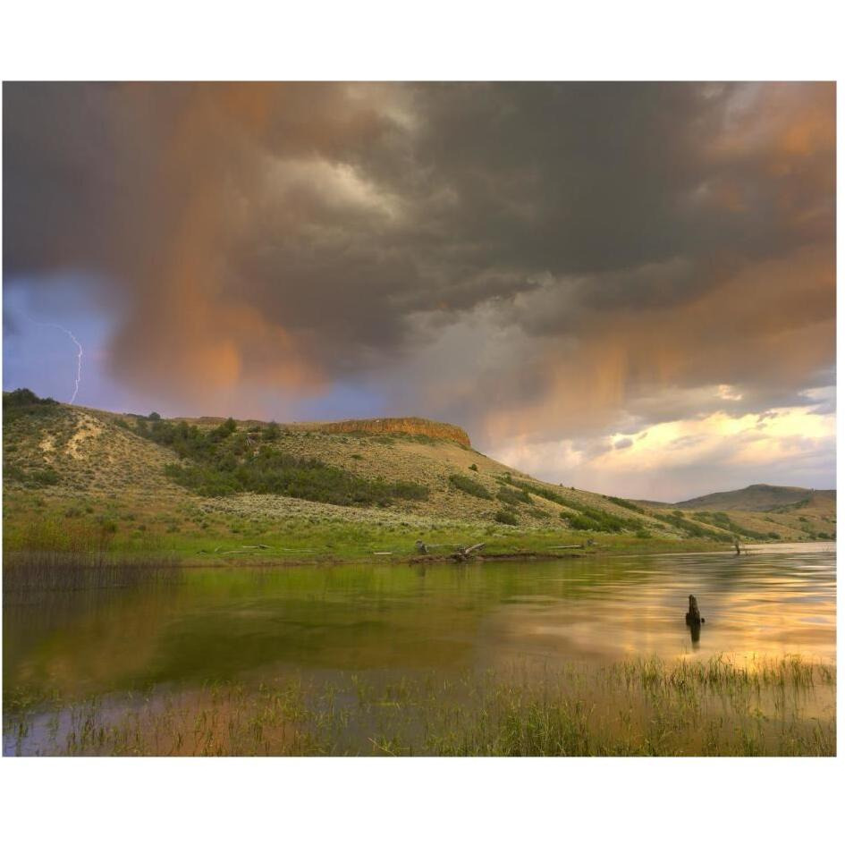 Thunderstorm with lightning strike over Curecanti National Recreational Area, Colorado-Paper Art-30&quotx24"