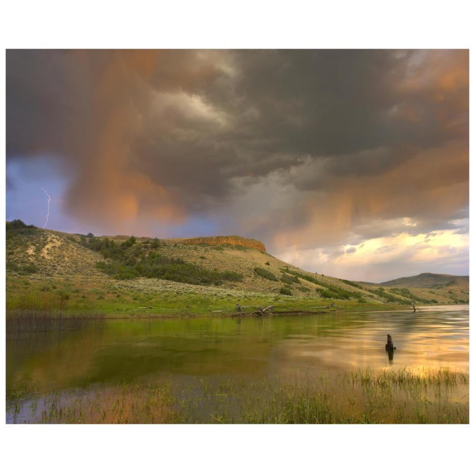 Thunderstorm with lightning strike over Curecanti National Recreational Area, Colorado-Paper Art-37&quotx30"