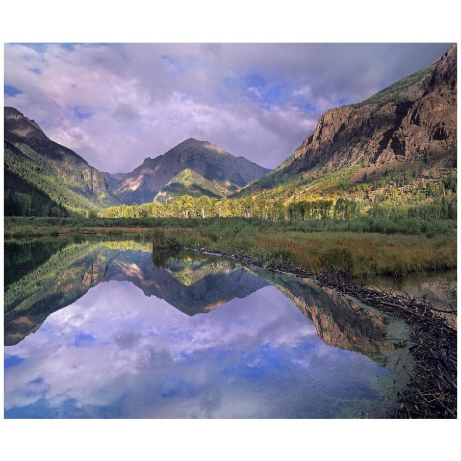 Handies Peak reflected in beaver pond, Maroon Bells-Snowmass Wilderness Area, Colorado-Paper Art-18&quotx15.28"