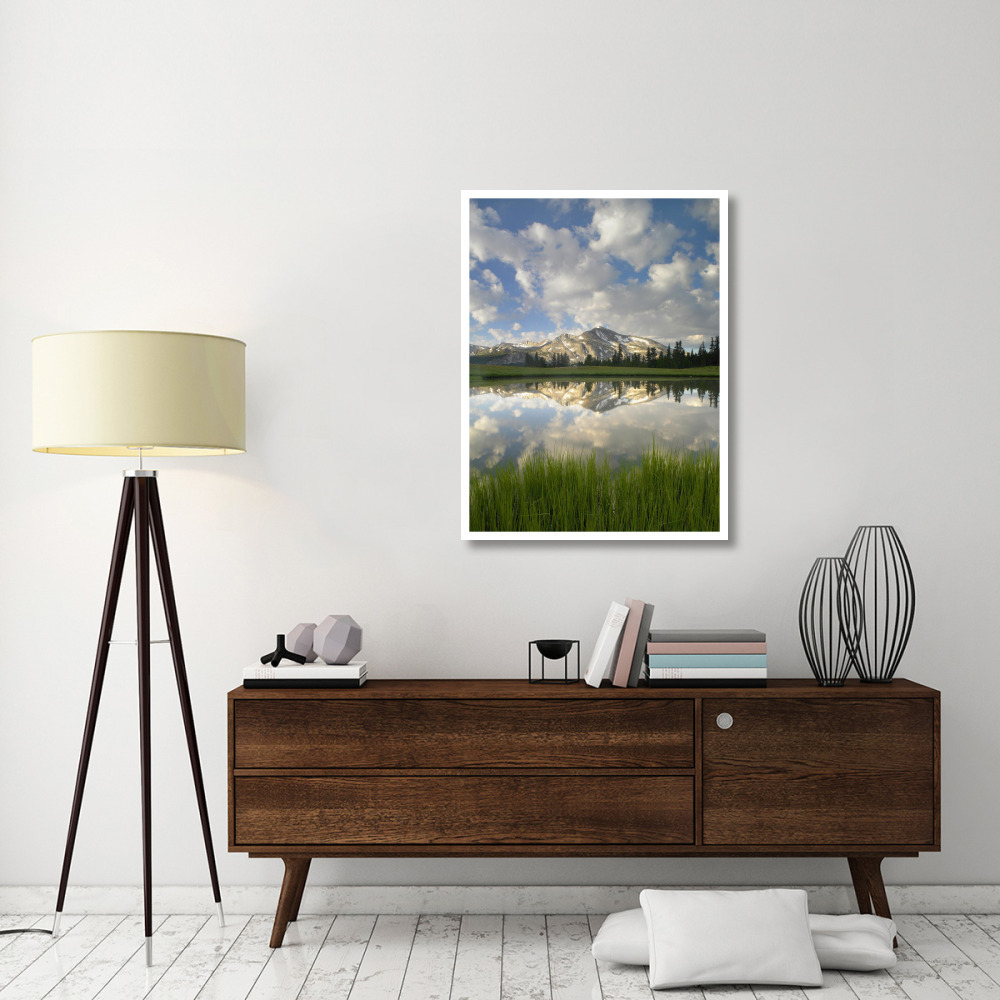 Mammoth Peak and scattered clouds reflected in lake, Yosemite National Park, California-Paper Art-32&quotx42"