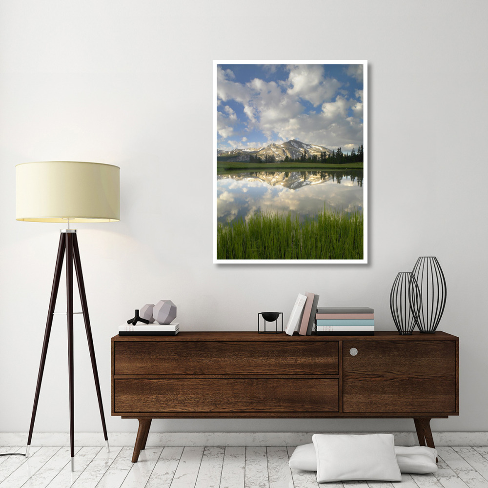 Mammoth Peak and scattered clouds reflected in lake, Yosemite National Park, California-Paper Art-38&quotx50"