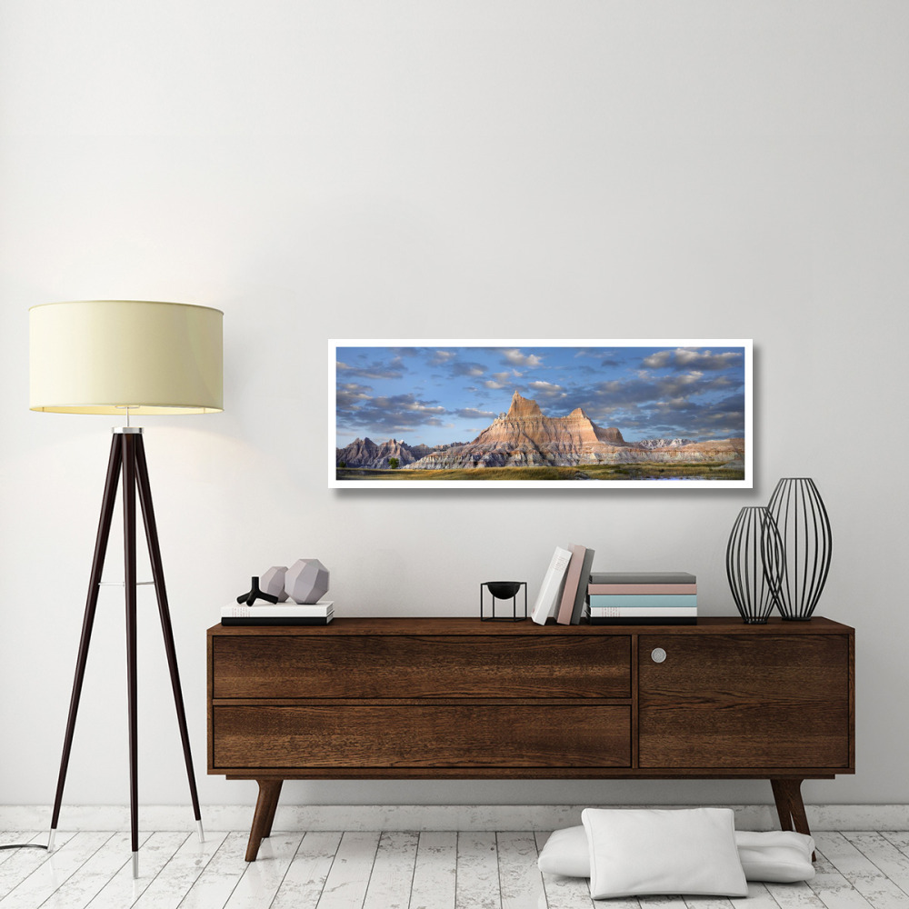 Landscape showing erosional features in sandstone, Badlands National Park, South Dakota-Paper Art-56&quotx20"