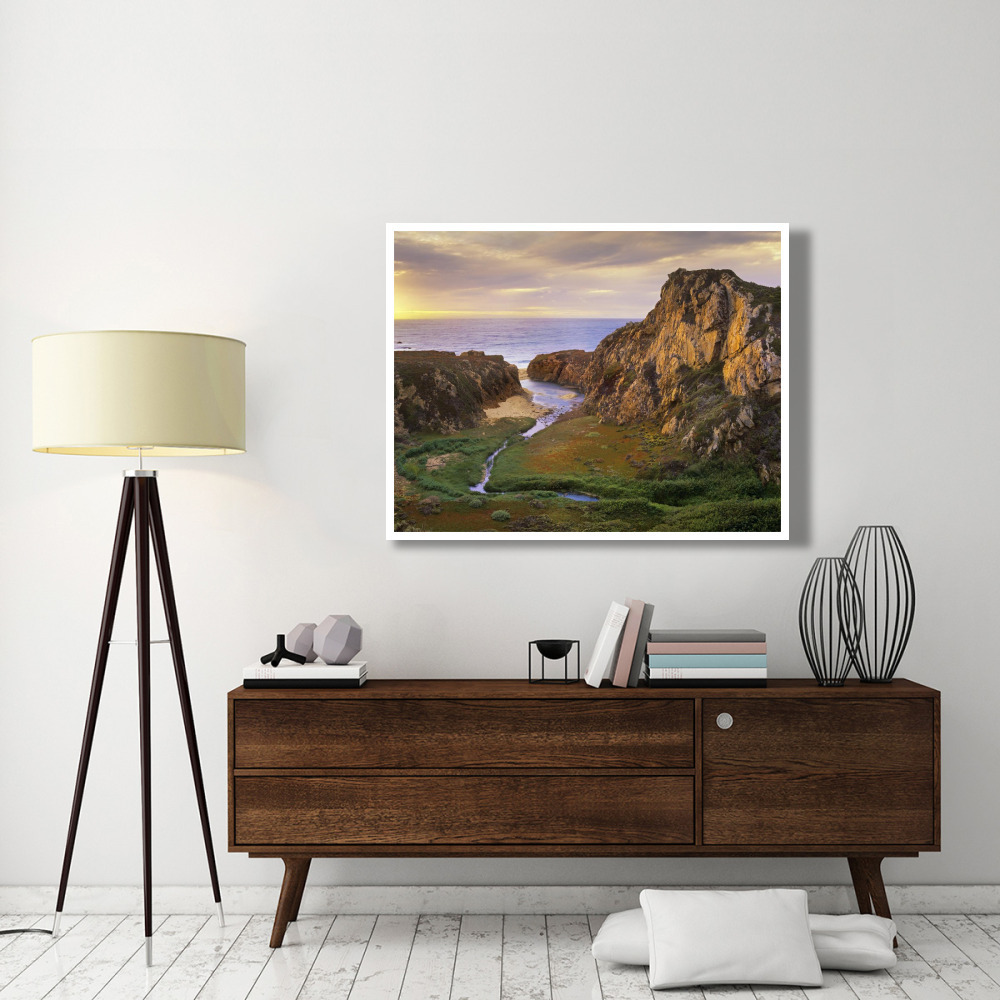 Garrapata Creek flowing into the Pacific Ocean, Garrapata State Beach, Big Sur, California-Paper Art-50&quotx38"