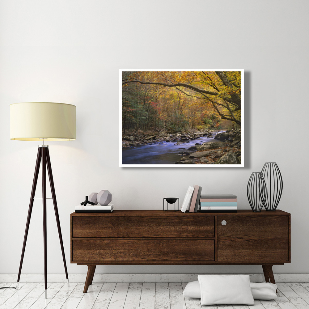 Little River flowing through autumn forest, Great Smoky Mountains National Park, Tennessee-Paper Art-50&quotx38"